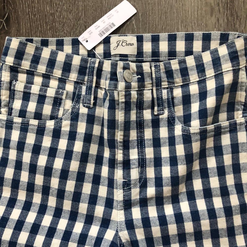 J Crew Jeans Womens 26 High Rise Vintage Straight Gingham Blue White Check NEW - Picture 4 of 16